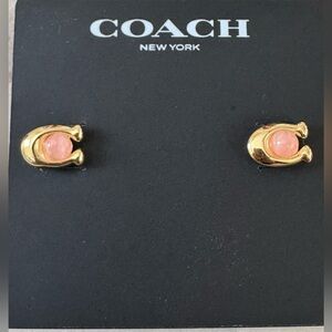 Coach Gold Earrings with Pink Accents